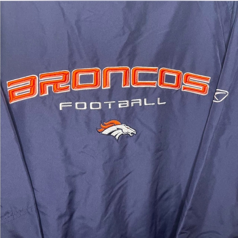 Vintage NFL Denver Broncos Windbreaker Jacket Navy Orange Size L - Picture 6 of 8
